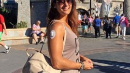 Woman carrying bag of diabetes supplies